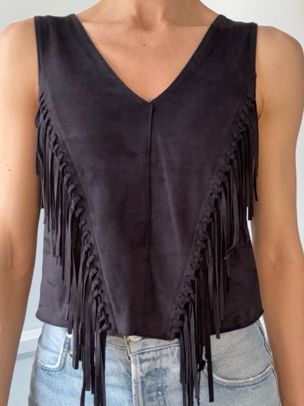 Zara Black Fringe Tank - Country Concerts
